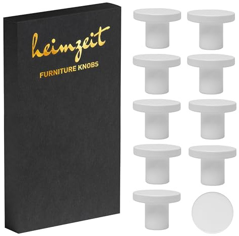 heimzeit Möbelknöpfe Modern 10 Stück aus hochwertigem Aluminium in Weiß