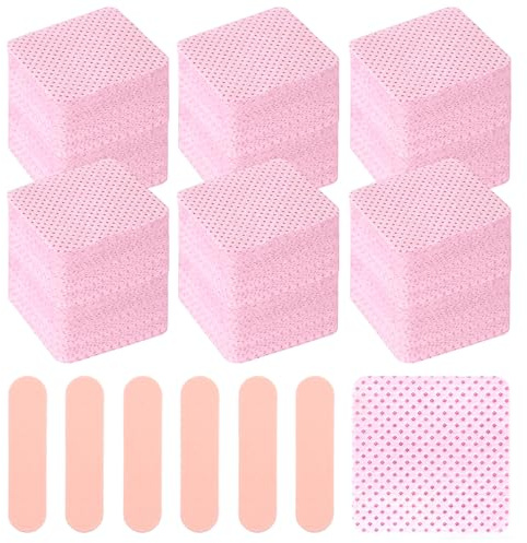 Yuaerbuo 1000Pcs Lint Free Wipes for Nails, Lint Free Pads with 6 Pink Mini Nail Files Lint-free Nail Polish Remover Wipes Nail Art Tool Cleaning for Women