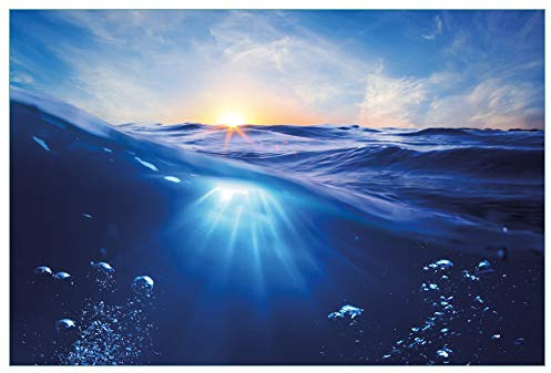 Wallario Küchenrückwand selbstklebend 90 x 60 cm, Motiv: Wellen im Meer bei Sonnenuntergang | Spritzschutz abwischbar & pflegeleicht