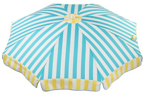 EZPELETA Sombrilla de Playa y Terraza a Rayas, Parasol Inclinable de Aluminio Ligero y Plegable, Protección Solar UPF 50+, Incluye Funda y Rosca