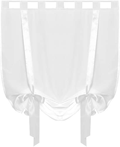 Arsvita Raffgardine mit Schlaufen 100x160 cm - Weiß, Gardine Vorhang Schlaufenschl vers. Größen/Farben