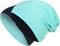 2 in 1 Wendemütze - Reversible Slouch Long Beanie Jersey Baumwolle elastisch Unisex Herren Damen Mütze Heather in 24 (8) (Dark Blue/Turquoise)