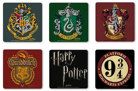 Logoshirt®️ Harry Potter I Hogwarts I Schule für Hexerei und Zauberei I Untersetzer I Coaster I 6er Set I Kork I 10x10cm I langlebiger Druck I Lizenziertes Originaldesign