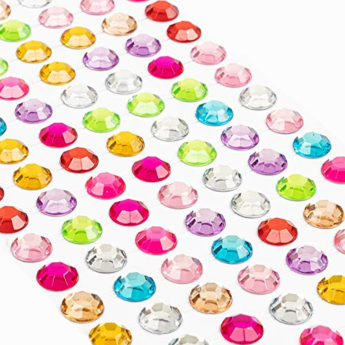 Movoja Bunte Strasssteine - runde Glitzersteine 147 Stück 10 mm selbstklebend zum Verzieren und Basteln | Schmucksteine zum aufkleben | Steinchen Dekosteine Bastelsteine Bunt