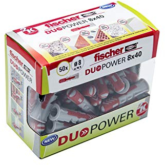 fischer Taco Duopower, Gris Plus rojo, DIY 50 unid, 536387, 8x40