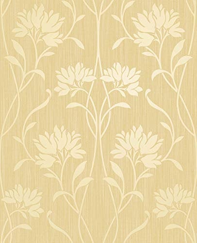 Fine Décor FD42581 Florence Floral Yellow Wallpaper