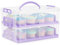 Flexzion Cupcake Carrier, Cupcake Holder for 24 Cupcakes, Portable and Reusable Rectangular Cake Carrier with Lid and Handle, 2 Tier Stackable Layer Insert (Purple)