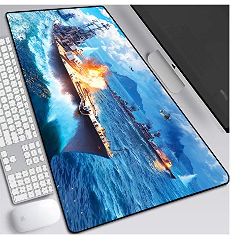 ITBT Mauspad World of Warships XXL Gaming Mauspad, 900x400mm Anime Mousepad, Höchstmaß an Präzision, extra stark vernähter Rand, gummierte Unterseite, Desktop Computer, C