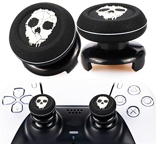 Playrealm FPS Thumbstick Extender & Printing Gummi Silikon Griffabdeckung 2 Sets für PS5 Dualsenese & PS4 Controller (Geist)