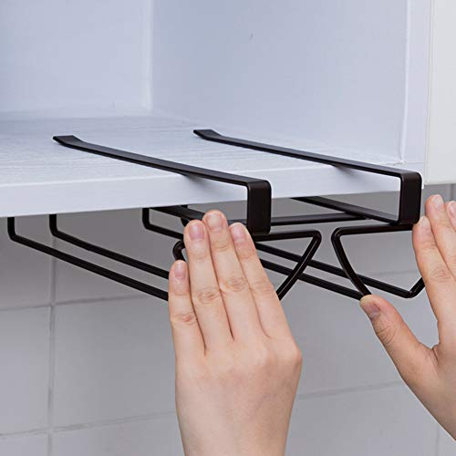 ACXZ Hängendes Eisen Schrankeinsatz Weinglashalter unter Schrank dem Gläserschiene Halter, 2-reihige Gläserschiene Halter Abtropfgestell Aufbewahrung(36 × 20 × 8,3 cm)