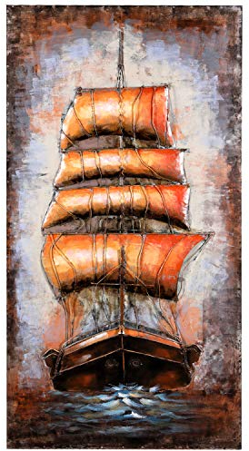 Metallbild 3D Relief Segelschiff Unikat Wandbild Sailing handgefertigt Windjammer Schiff 70x140cm BxH