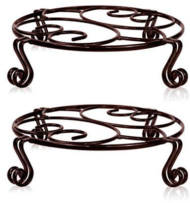 RNSUNH 2 soportes para plantas en maceta de 30 cm de metal para jardín, soporte redondo, soporte para macetas de interior y exterior