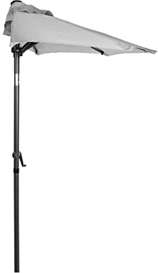 BUTLERS Halbrunder Sonnenschirm (185 x 95 cm) Schirmstange Ø 38 mm -SIESTA- Balkonschirm mit Kippfunktion, Kurbel, UV-Schutz | ideal für Wandmontage am Balkon | Sonnenschutz für Garten, Terrasse