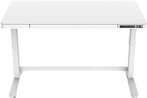 DIGITUS höhenverstellbarer Schreibtisch elektrisch – USB-Ladestation – LED-Display – Memory-Funktion – Tastensperre – 1 Motor – Antikollisionssystem – Schublade – 120 x 60 cm (B x T) – Weiß