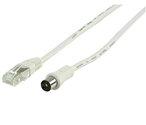 Sédéa Cable fiche rj45 Male et fiche antenne coaxiale 2m avec Adaptateur F /9.52mm