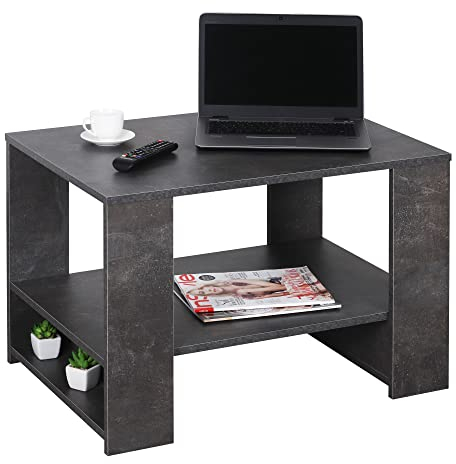 RICOO WM090-BG Tisch, Holzwerkstoff, Betongrau, 75 x 50 x 50 cm