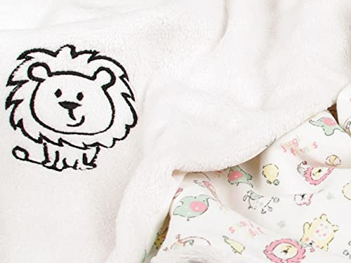 Kaarsgaren Babydecke für den Kinderwagen, leichte Decke für Baby, luftige Babydecke, doppellagige Kinderdecke (Creme/Rosa Löwe, 70 x 100 cm)