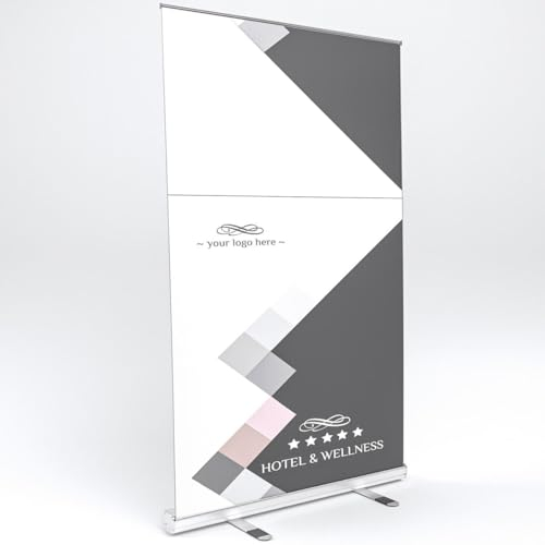 GGMMÖBEL AlaBama | Roll Up Banner | Alu Silber | 100x200cm | Classic | Display Werbebanner