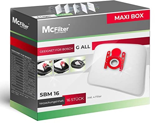 McFilter I 16 Staubsaugerbeutel kompatibel mit Bosch Serie 2 Serie 4 Serie 6 Serie 8, BBZ16FGALL Typ G ALL, passend für BGL8XHYG, BGD38RD1H, BGDS2CHAMP GL-20 30 allergy MoveOn Mini inkl. 4 Mikrofilter