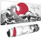 Japanisches rotes und schwarzes Kanagawa Wave Sun Mount Fuji Krane Gaming Tastatur Mauspad Mauspad Riesiges Extended XL Gummisohle für Home Office (80 x 30 cm)