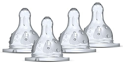 Dodie Lot de 4 Tétines Rondes anti-coliques Initiation Débit 1 - lent, Transparent