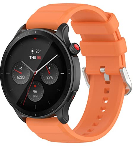 Yikamosi Compatible avec Amazfit GTR 4 Bracelets pour femmes et hommes,libération Rapide Silicone Souple Fermoir en acier inoxydable Remplacement Bracelet pour Amazfit GTR 4 Smartwatch,Orange
