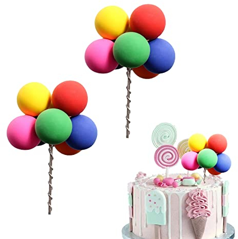 Silars Decoracion Tarta Globos, 2 Piezas Topper Tarta Globos Toppers de Pastel Cumpleaños, Happy Birthday Decoracion para la decoración de pasteles DIY, para el cumpleaños, el día de la boda (A)