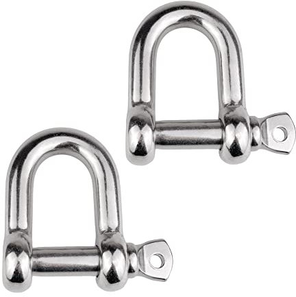GATE14® Grillo in Acciaio Inox con Perno a Vite Estraibile, Forma a D, Ø 5 mm - 2 Pz