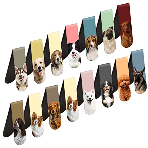 Magnetische Lesezeichen, niedliche Magnet-Lesezeichen-Clips für Damen, Herren, Kinder und Lehrer, Haustier-Hunde-Design, 15 Stück