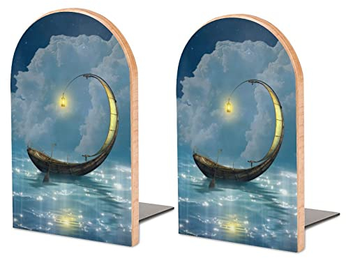 2Er-Pack Buchstütze Seewolken Boot Dekorative Buchstützen Bücherregal Bücherhalter Für Regale