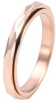 Epinki Stainless Steel Ring for Women, 3MM Ring Rose Gold Rhombus Spinner Meditation Ring Size R 1/2