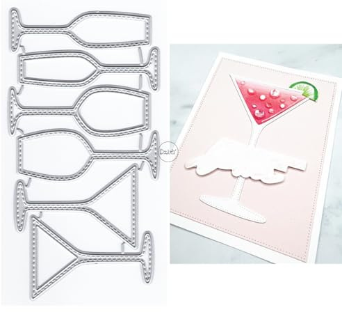 DzIxY Verschiedene Formen Weinglas Metall Stanzformen für Kartenherstellung Kit Prägepapier Stanzformen Sammelalbum Maschine Schablonen Aufbewahrungstaschen Zubehör