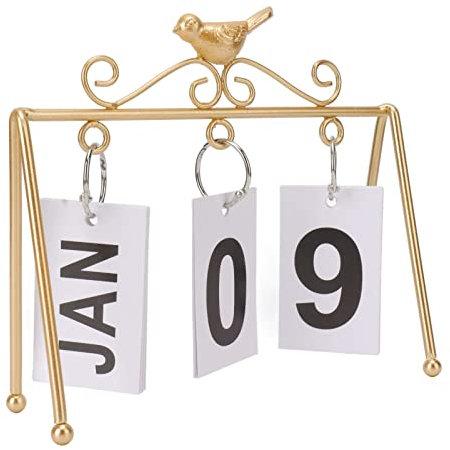 OKJHFD Tischkalender Zum Stehen, Faltbar, Wiederverwendbar, Flip-Chart-Kalender, Umweltfreundlich, Langlebig, Metall, Einfacher, Moderner Stil, Ewiger Tischkalender Für Büro, Schlafzimmer, Tisch