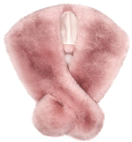 Futrzane Siberian Stola - 20er Jahre Faux Pelzstola Damen - Kunstpelz Fellkragen (Rosa Siberian)