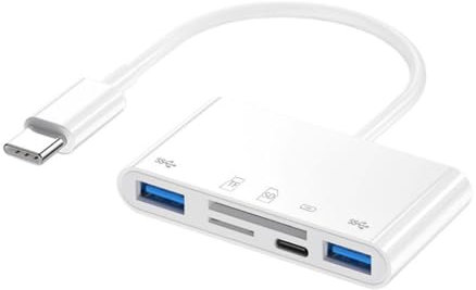 chenyang CY - Adaptador de lector de tarjetas 5 en 1 USB C a 2 USB 3.0 TF Micro SD SDXC SDHC 5 Gbps compatible con PD 27W para laptop, tablet, teléfono