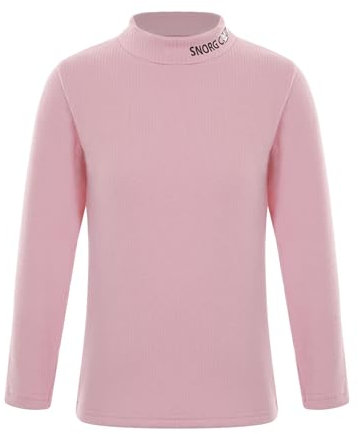 ranrann Unisex Lupetto Bambini Maglia Intima Termica Camicia a Collo Alto Tinta Unita Basic a Maniche Lunghe Slim Fit Dolcevita Neonati in Caldo Cotone T-Shirt Inverno A Rosa 5-6 Anni