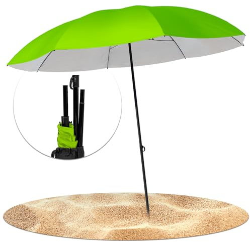 STYNGARD Reise Sonnenschirm mit UV Schutz 50+ [155 cm ⌀] - Strandschirm Sonnenschirm Strand mit Abspannleinen Modell NIZZA