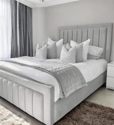 Manorcroft Beds Bumper bar pannel bed frame (Grey plush, 4ft6 Double)