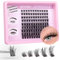 JIMIRE Self Adhesive Eyelashes Wispy 8-16MM Pre Glued Lash Clusters No Glue Needed Press on Lashes Clusters Wispy Reusable Self Adhesive Cluster Lashes