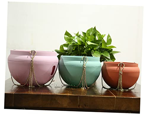 VINTORKY 1stück Hängender Blumentopf Aus Kunststoff Für Sukkulenten Dekorativer Orchideen-hängekorb Mit Kette s Rosa Für Balkon Und Innendekorationen