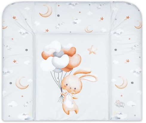 Wickelauflage Wickelunterlage abwaschbar und wasserdicht 75x72 cm - Wickelmatte zum Auflegen auf Wickeltisch Wickelaufsatz Wickelkommode oder Waschmaschine changing mat 75 x 72 Kaninchen