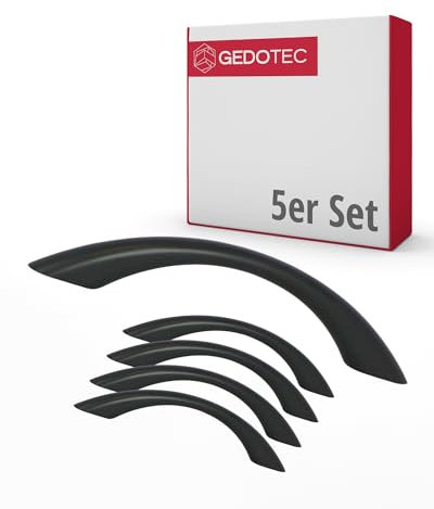 Gedotec Möbelgriffe für Kinderzimmer | Bohrabstand 96 mm | Farbe Schwarz | 5 Stück | Schubladengriffe Kunststoff | COLOUR | Türgriffe bunt | Möbelgriffe Kinder | Griffe Möbel | Türgriffe Schrank