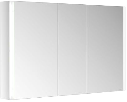 Keuco Royal Linde LED Spiegelschrank mit 3 Türen, 120 cm, Made in Germany, Vorbau, Aluminium-Korpus, Seiten verspiegelt, Beleuchtung dimmbar