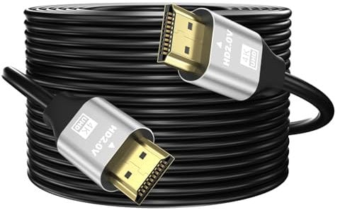 grofyllaa 4K Cable Hdmi 25 m, Hdmi de alta velocidad 2.0 Cable 4K@60Hz 2K@120Hz, conector chapado en oro HDCP 2.2 &2.3 para HDTV/Blu Ray reproducción/proyectores/portátiles /PS4/PS5 (plata)