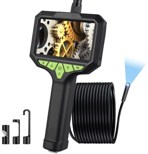 BINTA Endoscope Inspection Camera with Lights, IP67 Waterproof Borescope Camera with 4.3” 1080P HD LCD, 6 Adjustable LED Lights, Photo & Video Capture, 16ft Semi-Rigid Snake Cable for Auto & Plumbing
