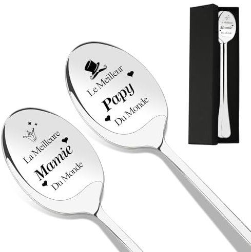 2pcs Cadeau Fete Des Grand Mere Cadeau Papi Et Mamie Cadeau Grand Parent Cadeau Grand Pere Cadeau Papy Cadeau Mamie Cuillère Pour Grand-Parents Cadeau Noel Papi Et Mamie Cadeau Fete Des Grands Peres