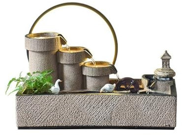 yixinzi-2024 Fuente de Mesa Adornos de Fuente de Agua Simples Que atraen Riqueza Rueda de Feng Shui Decorativa Sala de Estar Escritorio Agua circulante Springs Fuente de relajación