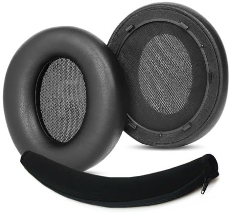 XRHTONG Prime Replacement Earpads+Headband Compatible with Anker Soundcore Space Q45 Bluetooth Wireless Over-Ear Headphones Ear pads Cushion(Protein Leather/Memory Foam)