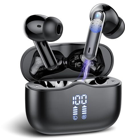 Bluetooth Kopfhörer, In Ear Kopfhörer Kabellos Bluetooth 5.4 mit 4 ENC Noise Cancelling Mikrofon, 40Std Spielzeit kopfhörer Bluetooth, LED-Anzeige IP7 Wasserdicht Ohrhörer für Studium und Arbeit 2025