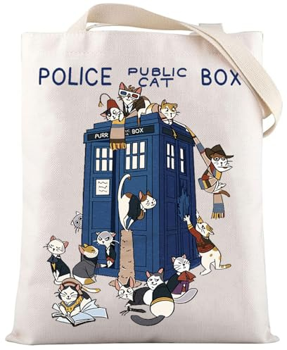 LEVLO Dr Who Katzentasche, Arzt-Film-Fans, Geschenk, Polizei, öffentliche Katzen-Box, Schultertasche, Polizeibox, niedliche Katze, Merchandise